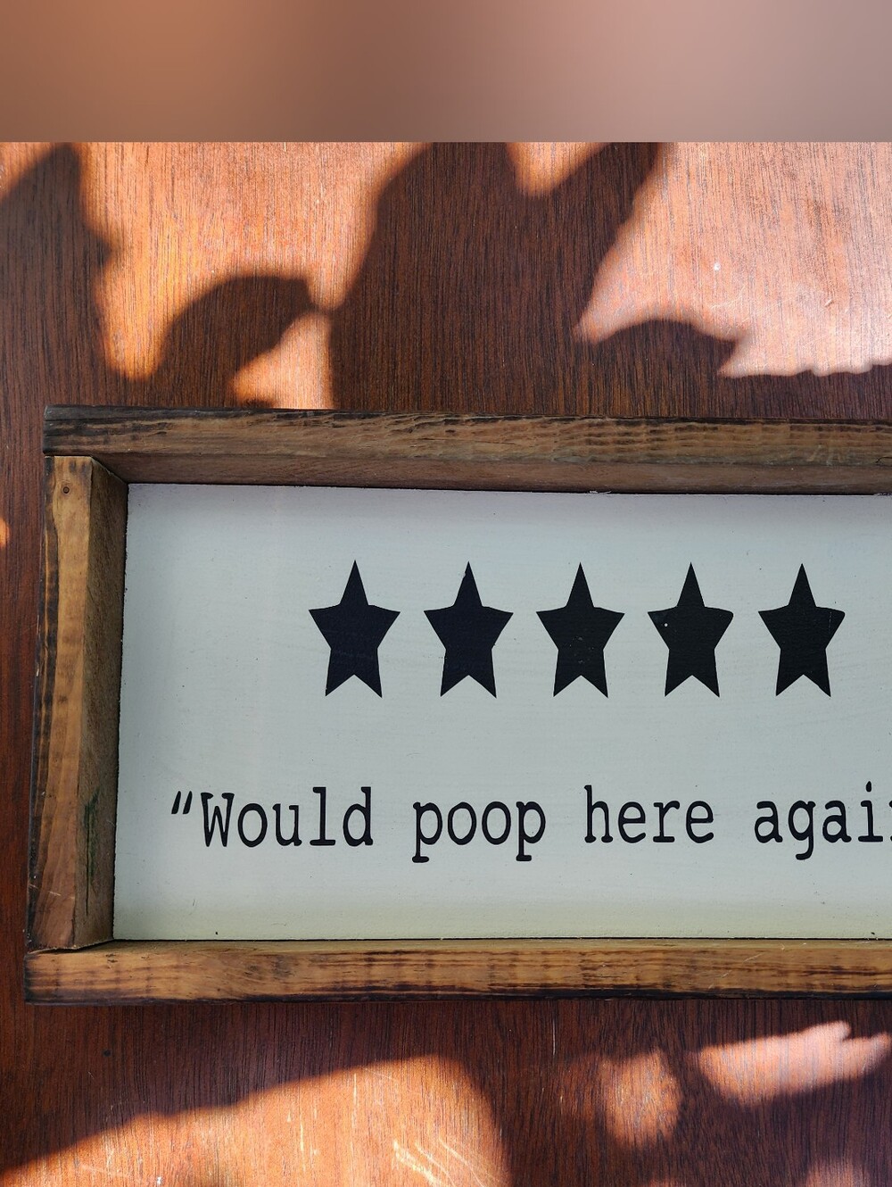Five-Star Funny Bathroom Wall Sign - Black on Cream